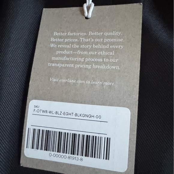 Everlane Blazer 80's Oversized gingham checker black tan tencel cotton 00 new - Picture 4 of 14